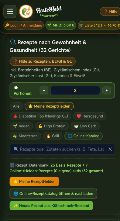 ResteHeld Rezept-Katalog & Meine RezeptHelden Screenshot
